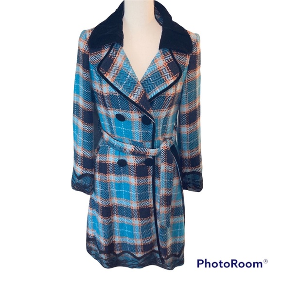 BURBERRY London Plaid Coat Lace Trim